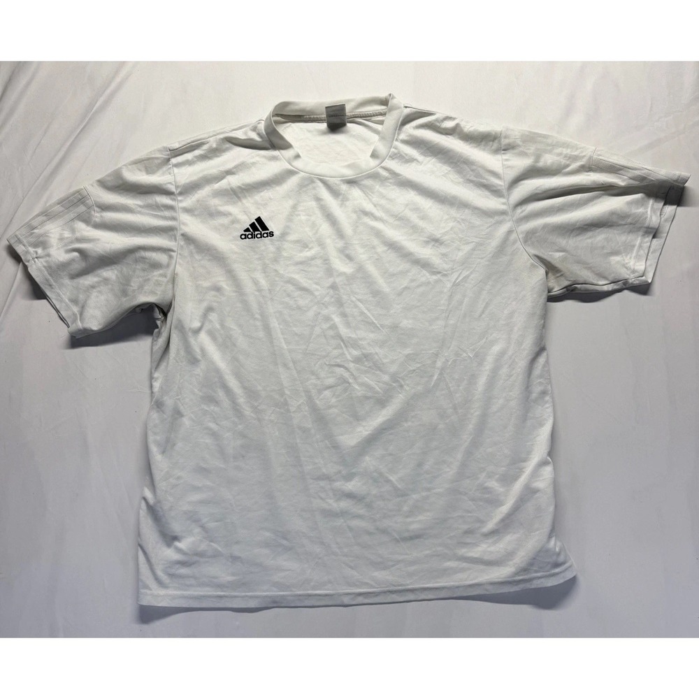 Adidas‎ T Shirt Mens 2XL White Climalite Moisture Wicking Gym Training Running